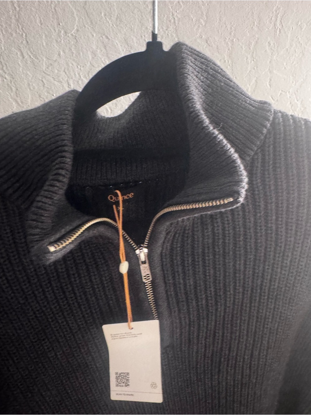 Quince Men's Zip-Front Ribbed Sweater - quarter zipped charcoal XL - Picture 2 of 6